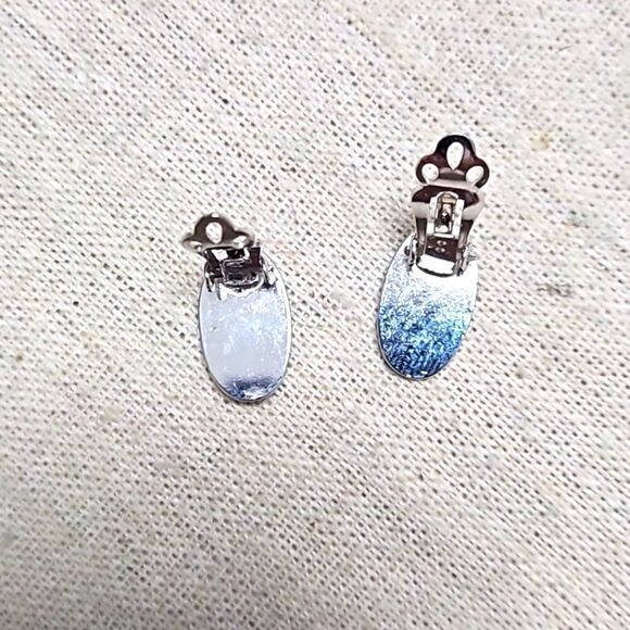 Set of 2 Vintage Blue Millefiori  Bead Dangle Earrings Abalone OOAK - Picture 9 of 10